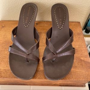 Gianni Bini leather heeled thong sandal